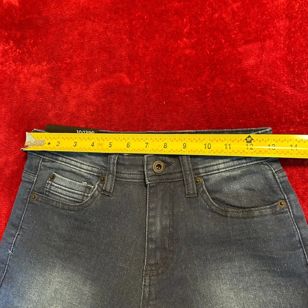 Kenneth‎ Cole Girls Slim Fit Denim Shorts Dark Wash Raw Hem Size 10/12